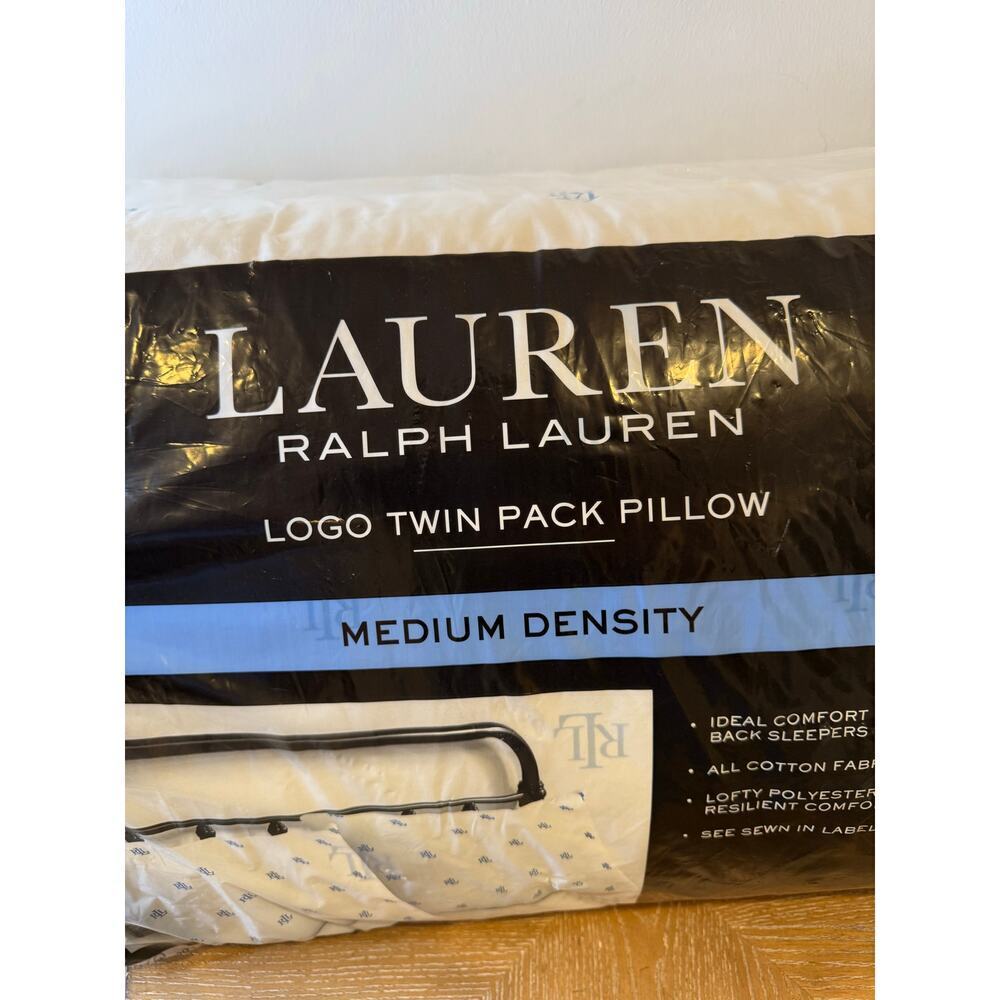 Lauren Ralph Lauren Logo Twin Pack Pillows Medium Density Standard NEW - Picture 5 of 5